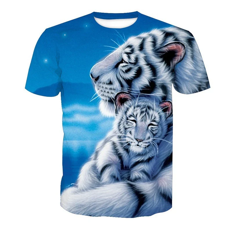 

Men And Women 3D animal world Tiger Lion Printed T-shirts Fashionable Round Neck Short Sleeve Street Clothes Hip-Hop TShirts Sum