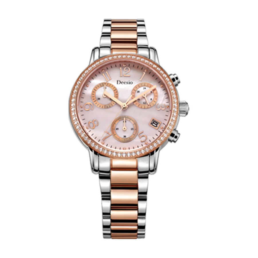 Роскошные кварцевые наручные часы Deesio для женщин с сапфировым стеклом корпус из