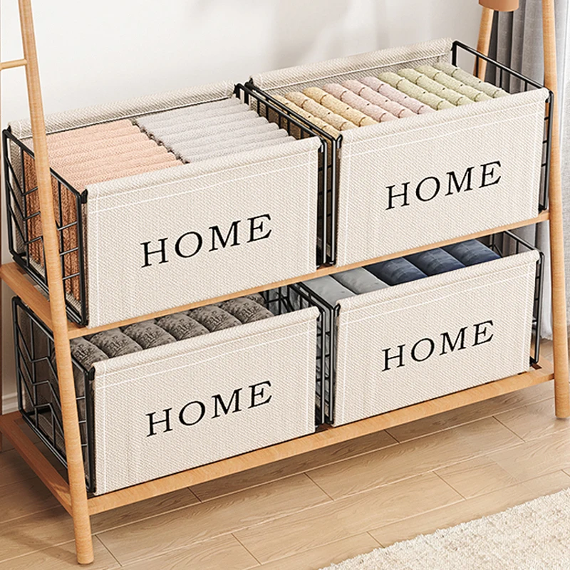 

Joybos Storage Box Closet Organizers Wardrobe Organizers Storage Basket Iron Fabric Folding Sundries Storage Box