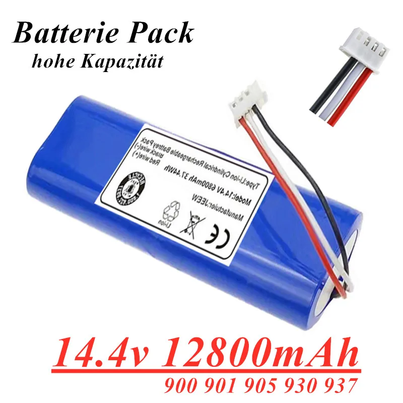 

2022 100% New 14,4 V 12800mAh Roboter-staubsauger Batterie Pack hohe Kapazität für Ecovacs Deebot Ozmo 900, 901, 905, 930, 937