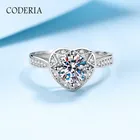 Серебро 925 пробы с платиновым покрытием PT950, 1 карат в форме сердца, мусанит, кольцо с бриллиантами, пройденное испытание, бриллиантовое роскошное Ювелирное Украшение