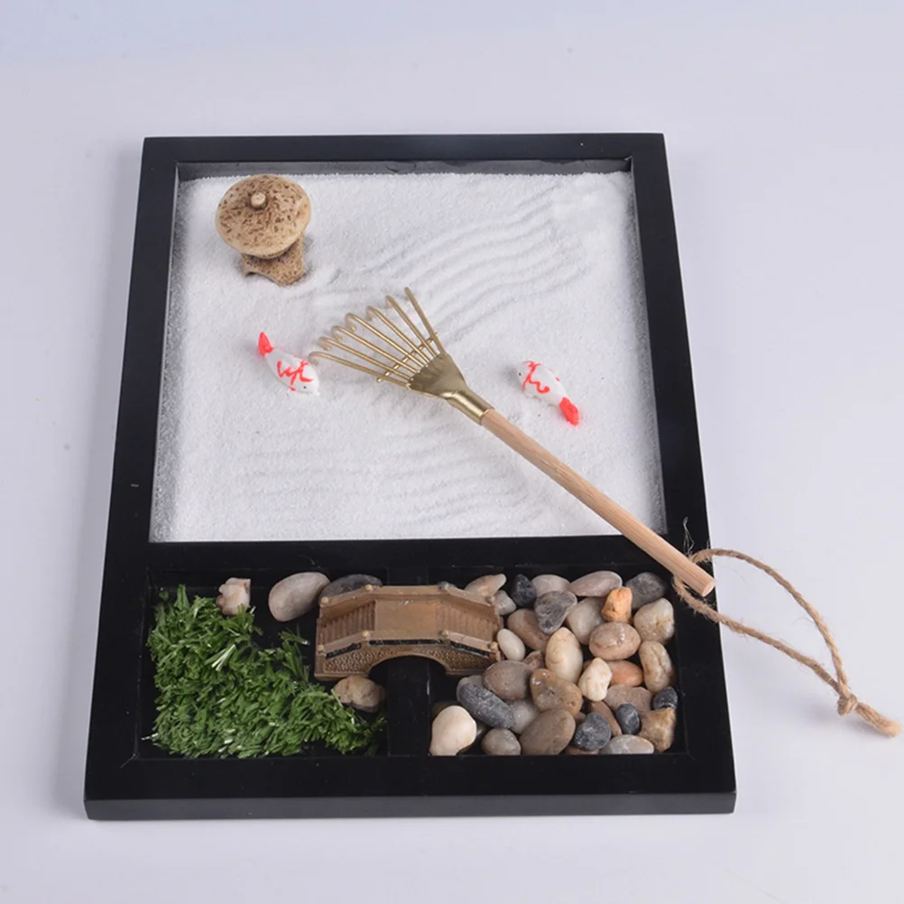 

1pc Sandbox Decor Creative Traditional Miniature Landscape Garden Model Sand Table for Desk Office Gift
