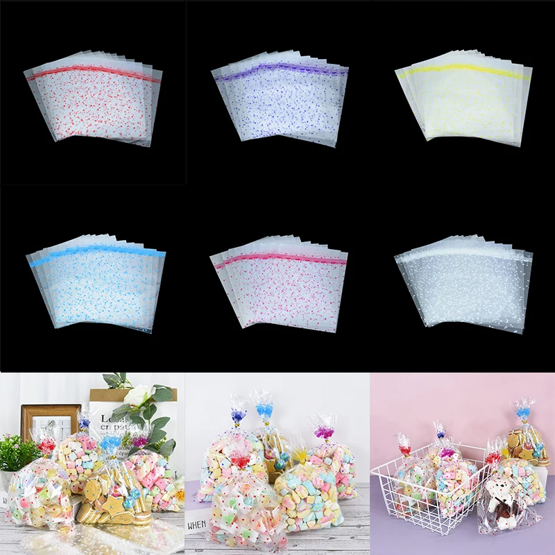 

50Pcs Heart Star Clear Printed Transparent Candy Bags Biscuit Cookies Gift Packaging Supplies Christmas Wedding Birthday Party