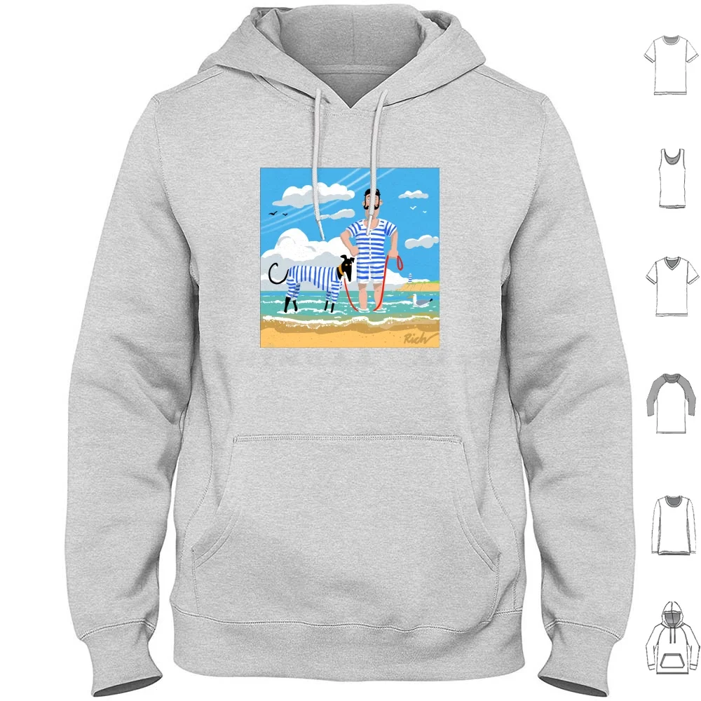 

Beside The Seaside , Beside The Sea Hoodie cotton Long Sleeve Greyhound Whippet Lurcher Rich Skipworth Skipworth Hound Dogs