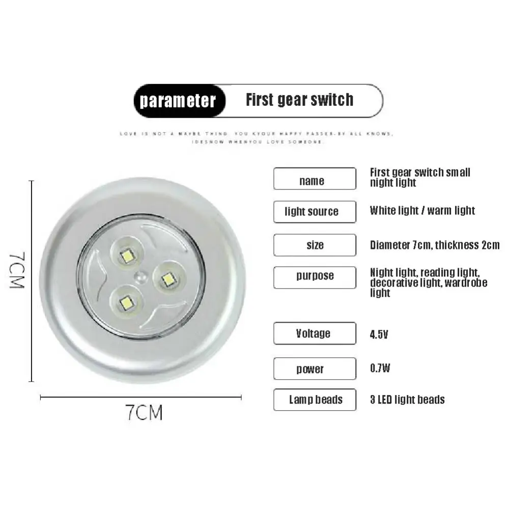 

Small Night Lamp Dormitory Cabinet Lamp High Bright Bedroom Bedside Lamp High-quality Adhesive Pressing Lamp Patting Light Night