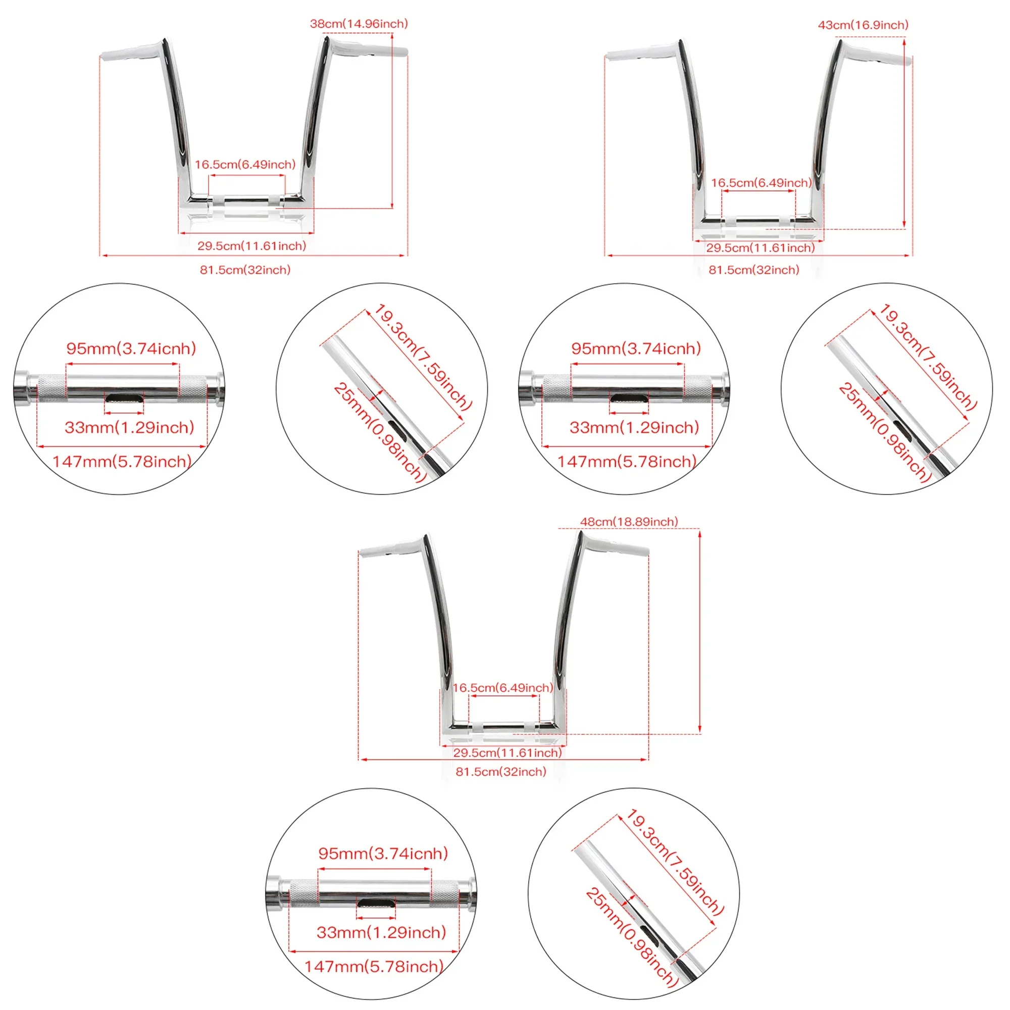 Винтажный мотоциклетный руль 14 дюймов 16 18 с зажимом 25 мм для Harley Chopper Cruiser Bobber Sportster