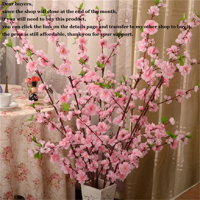 

Home Decor 65CM Artificial Cherry Spring Plum Peach Blossom Branch Silk Flower Tree Deco