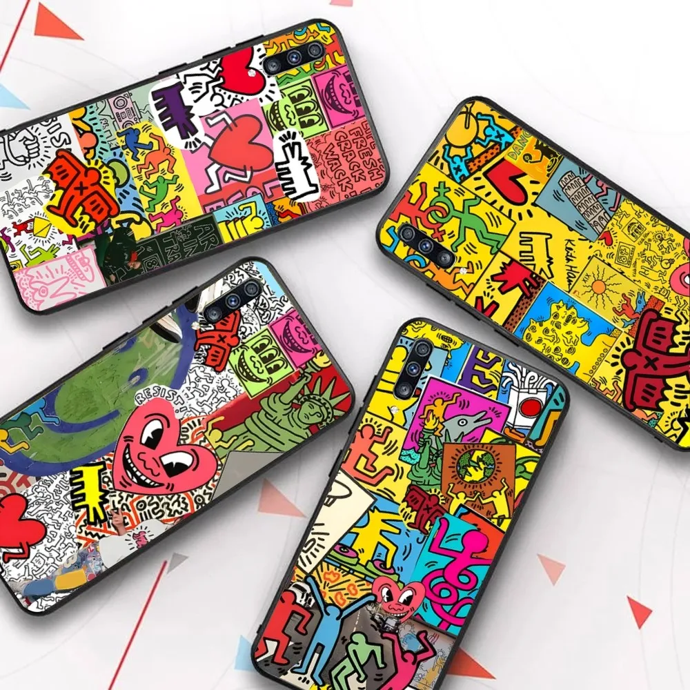 

K-Keiths-Haring-Works-Colorful-Print iphone case For Samsung A 10 11 12 13 20 21 22 30 31 32 40 51 52 53 70 71 72 73 91 13 shell