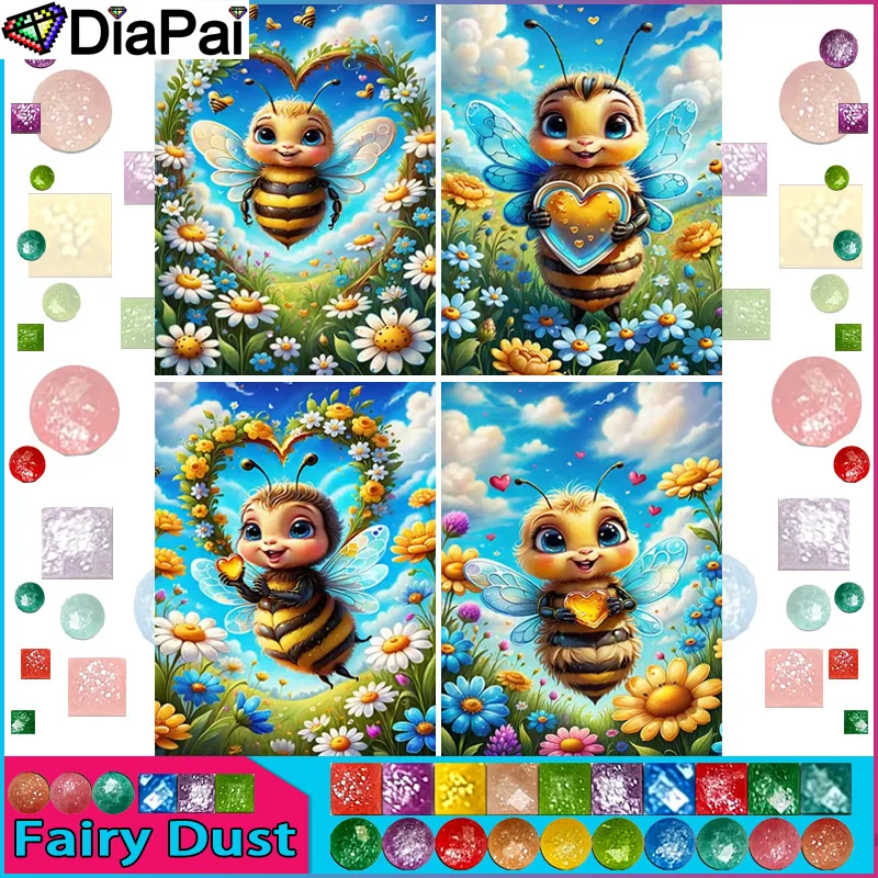 DIAPAI сказочная пыль AB &quotПчела цветок&quot алмазная живопись 5D полная