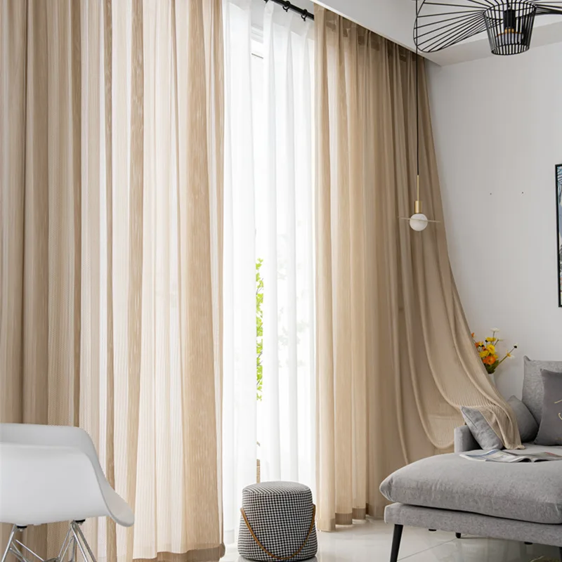 

Nordic Solid Color Curtains for living dining bedroom White Fishbone Yarn Curtain Sun Bay Window Kitchen Shower Door