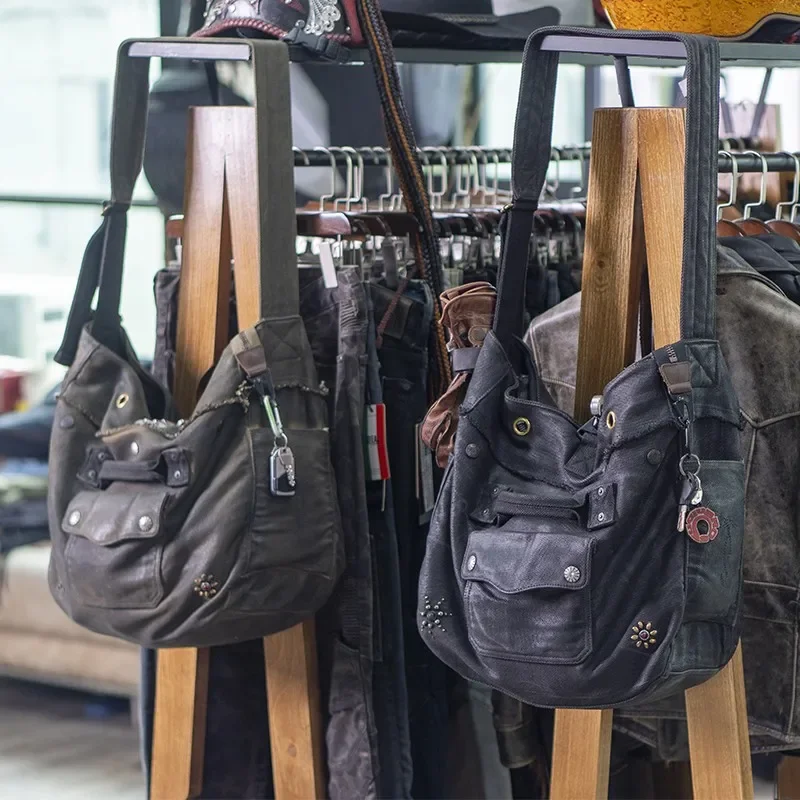 Сумка через плечо для езды на мотоцикле масляная вощеная износостойкая холщовая