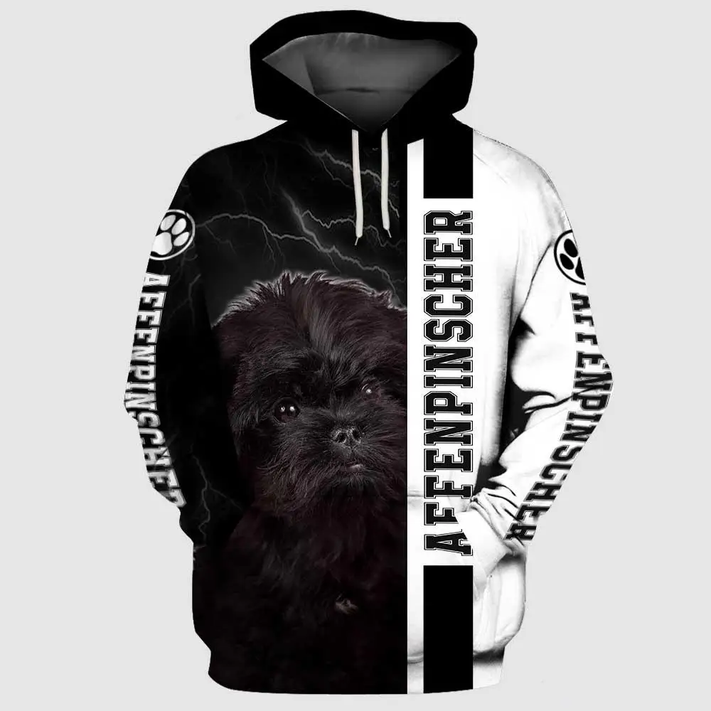 

CLOOCL Affenpinscher Hoodies 3D Graphic Black Sky Lightning Animals Hoodie All Printed Pullovers Tops Men Sweatshirts S-5XL