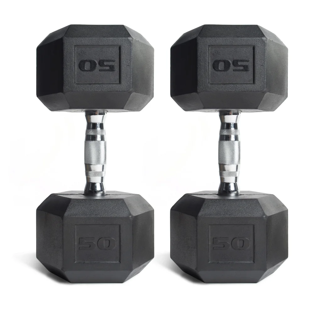 

(2 pack) Barbell, 50lb Coated Hex Dumbbell, Single