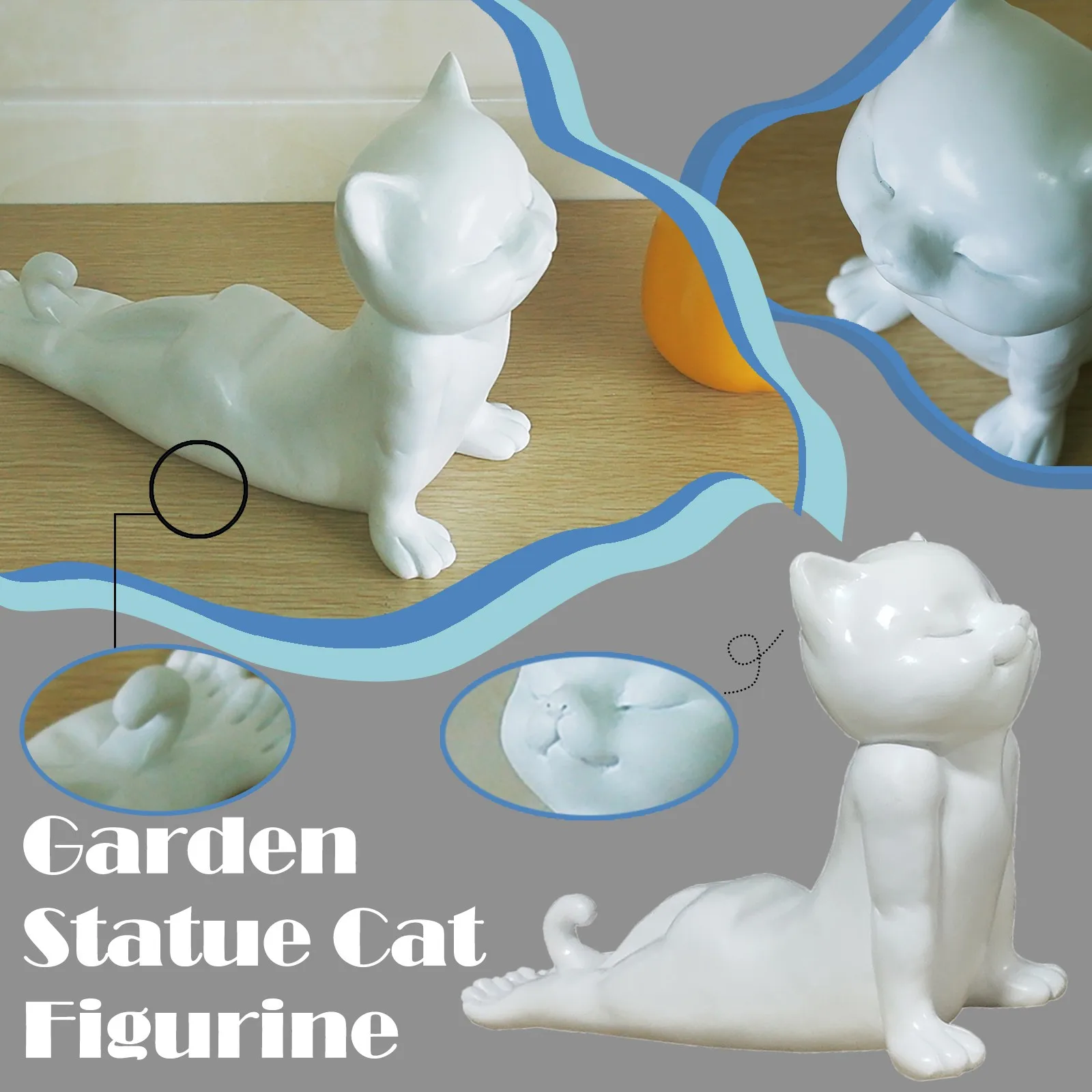 

Статуэтка медитации статуя из смолы Йога декоративное животное кошка белый домашний декор