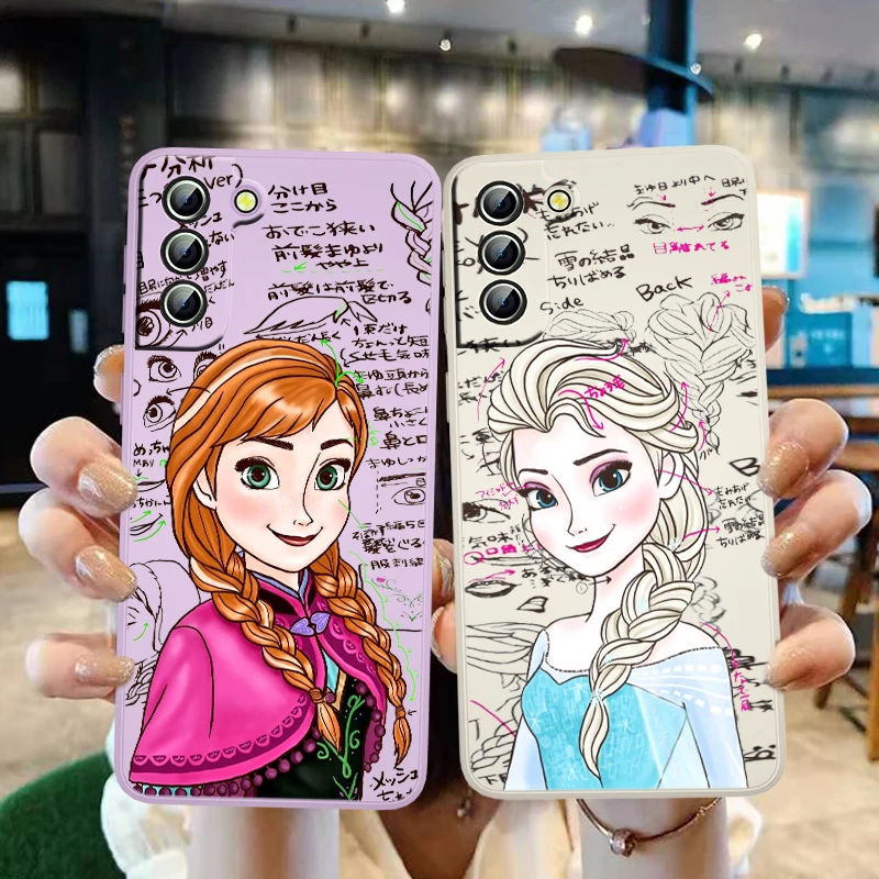 

Disney Aisha Anna Phone Case For Samsung Galaxy S22 S21 S20 S10 S9 Ultra Plus Pro FE Lite Liquid Candy Color Shell Coque Capa