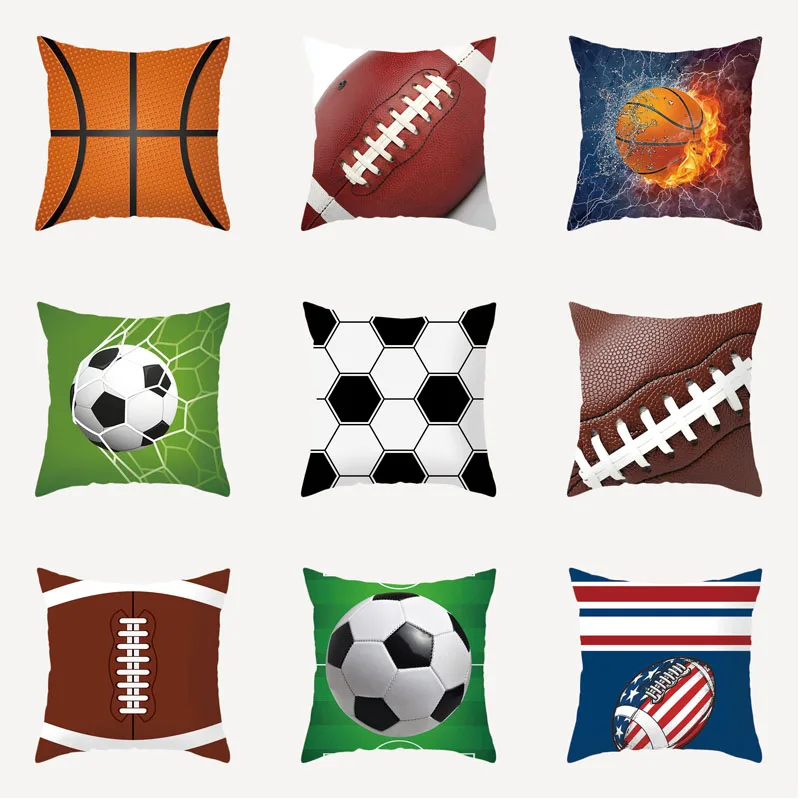 

Fashion Football Ball Pattern Pillow Cover Double Sided Printing Cushion Cover for Bedroom Sofa Decor 18x18 Inch