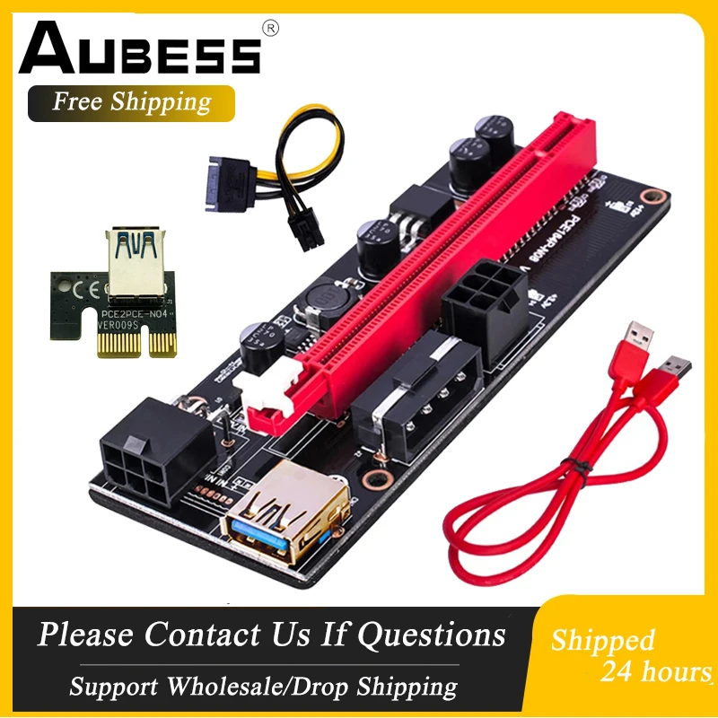 

VER009S PCI-E Райзер-карта 009S PCI Express PCIE 1X до 16X Райзер-Райзер 0,6 м USB 3,0 кабель SATA на 6 контактов питания для видеокарты
