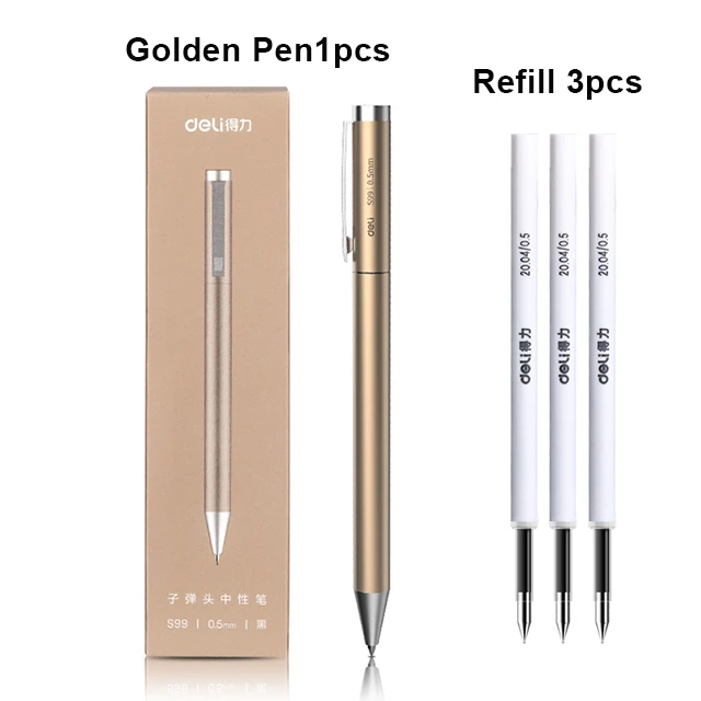 

Deli металлические гелевые ручки 0,5 мм чёрные