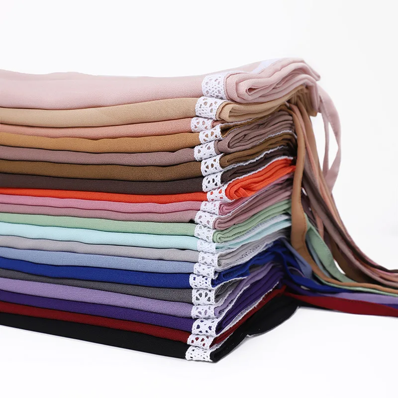 

Ramadan Bandage Chiffon Hijab Scarf Head Scarf Headwraps for Women Lace Attaced Islamic Clothing Muslim Fashion Lace Islam