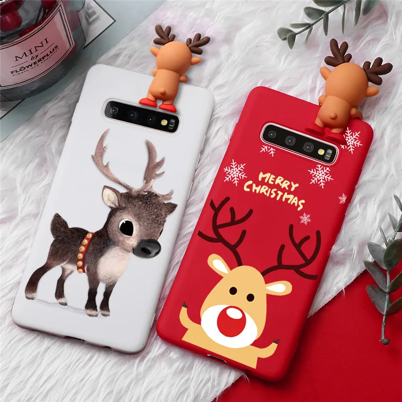 

3D Cartoon Christmas Deer Case For Samsung Galaxy S8 S9 S10 S20 S21 FE Plus Ultra A31 A10 A12 A21S A40 A50 A70 A51 A71 TPU Cover