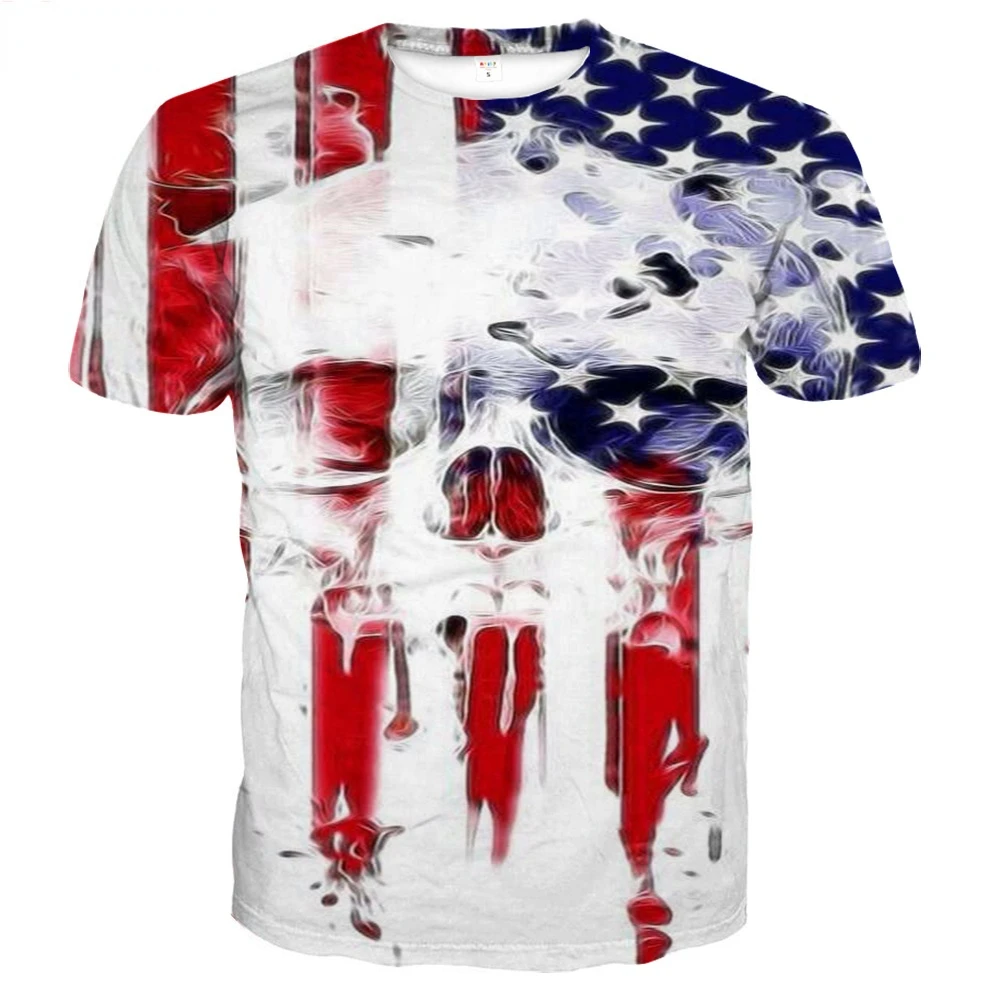 Мужская футболка с 3D-принтом круглым вырезом и коротким рукавом |