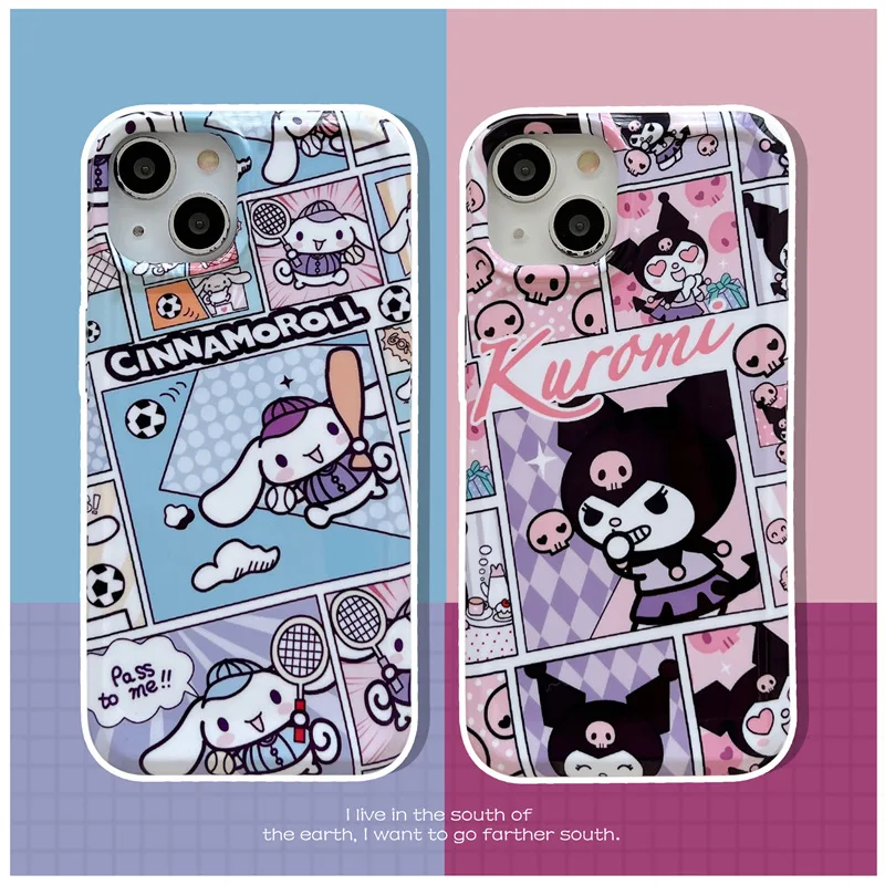 

Kuromi Cinnamoroll Phone Case Kawaii Sanrio Anime Cute Cartoon Girly Heart iPhone 12/13Pro/14Promax Toy for Girls