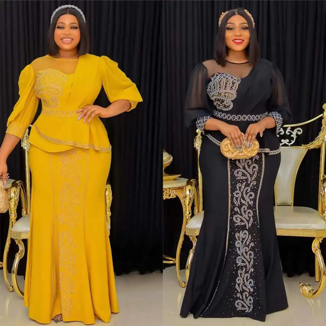 

Elegant sets African Dresses for Women Plus Size Africa Clothes Dashiki Ankara top and skirt Evening Party Wedding Outfit Gown