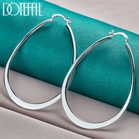doteffil 925 sterling silver smooth big u circle hoop earring women party gift fashion charm wedding jewelry
