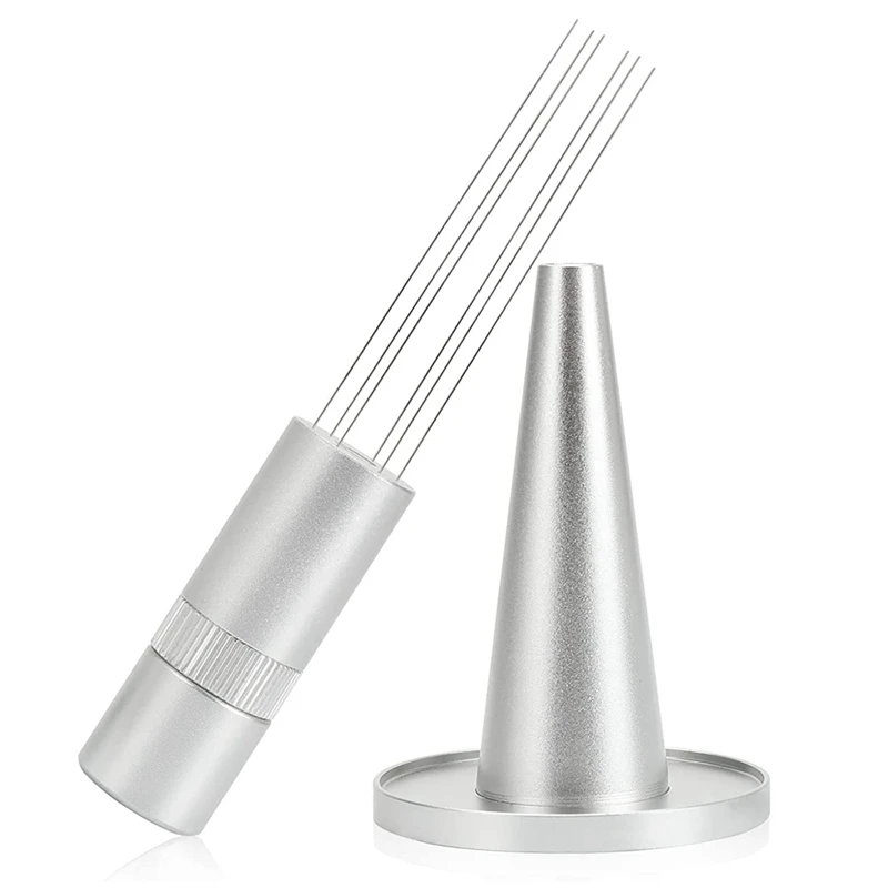 

Rotatable Espresso Coffee Stirrer WDT Tool Needle Type Distributor Professional Barista Hand Distribution Tool Silver