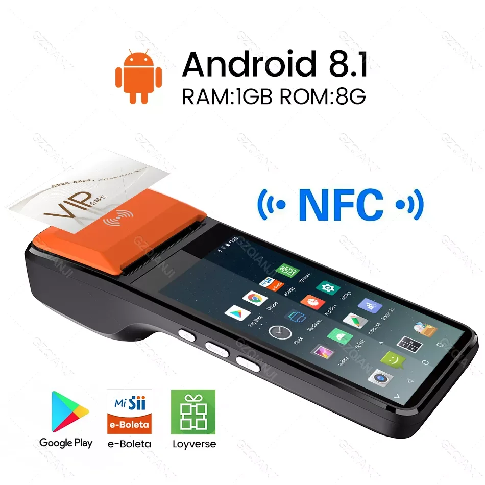 

NEW2023 Android 8.1 POS Bluetooth Thermal Printer Receipt Portable NFC Terminal Handheld PDA Point Of Sale System All in One