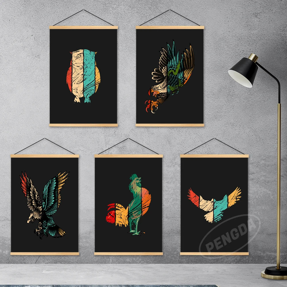 

Canvas Pictures Animal Eagle Home Decoration Wooden Hanging Painting Ostrich Poster Creative Prints Wall Art Modular Living Room