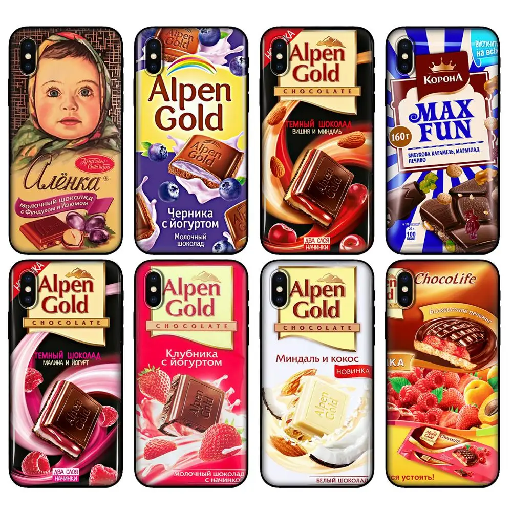 

Black tpu case for iphone 5 5s se 6 6s 7 8 plus x 10 case silicone cover for iphone XR XS 11 pro MAX case alenka bar chocolate