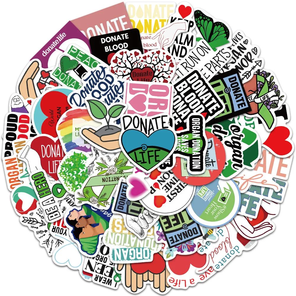 

A1287 50pcs Donate Life Organ Donors Stickers Cool Skateboard Suitcase Guitar Luggage Laptop Funny Sticker Decals Handbook