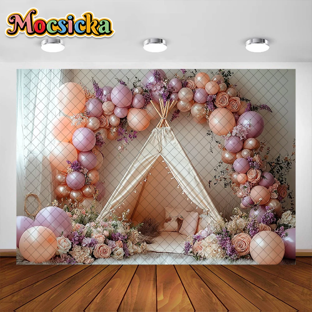 Bohemian Photography Background Colorful Balloon Tent Decoration NeWborn Baby Shower Cake Smash Background Studio Props Banner (art.: 3920ca8ffcffb) - 3920ca8ffcffb
