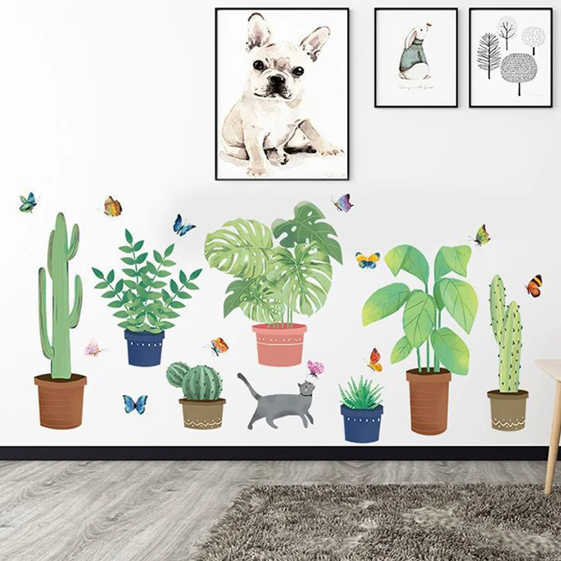 

Plants Potted Wall Decals DIY for Home Wall Decoration Posters PVC Wallpapers Self-adhesive Removable Vinyl Wall Stickers