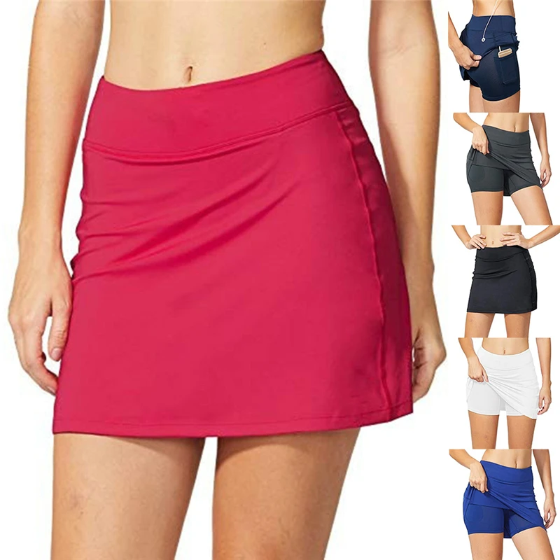

Fake Two-Piece Hakama Skirt Womens Plus Size Pencil Skirts Lightweight Womens Running Tennis Golf Workout Sports Mini Skirt