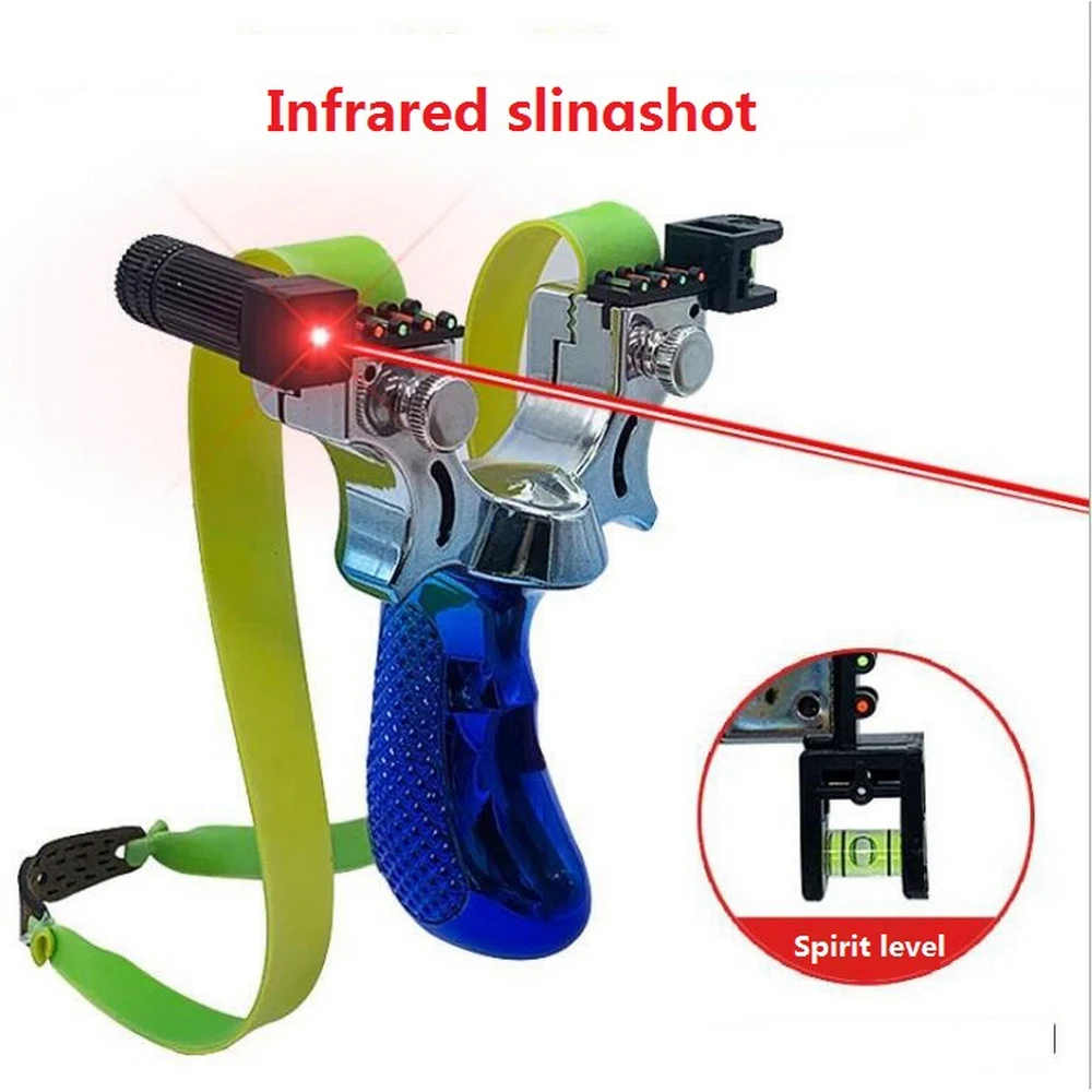 

Slingshot with Flat Rubber Band Professional Outdoor 98K Laser Slingshot Laser Aiming Slingshot Hunting Shooting Slingshot