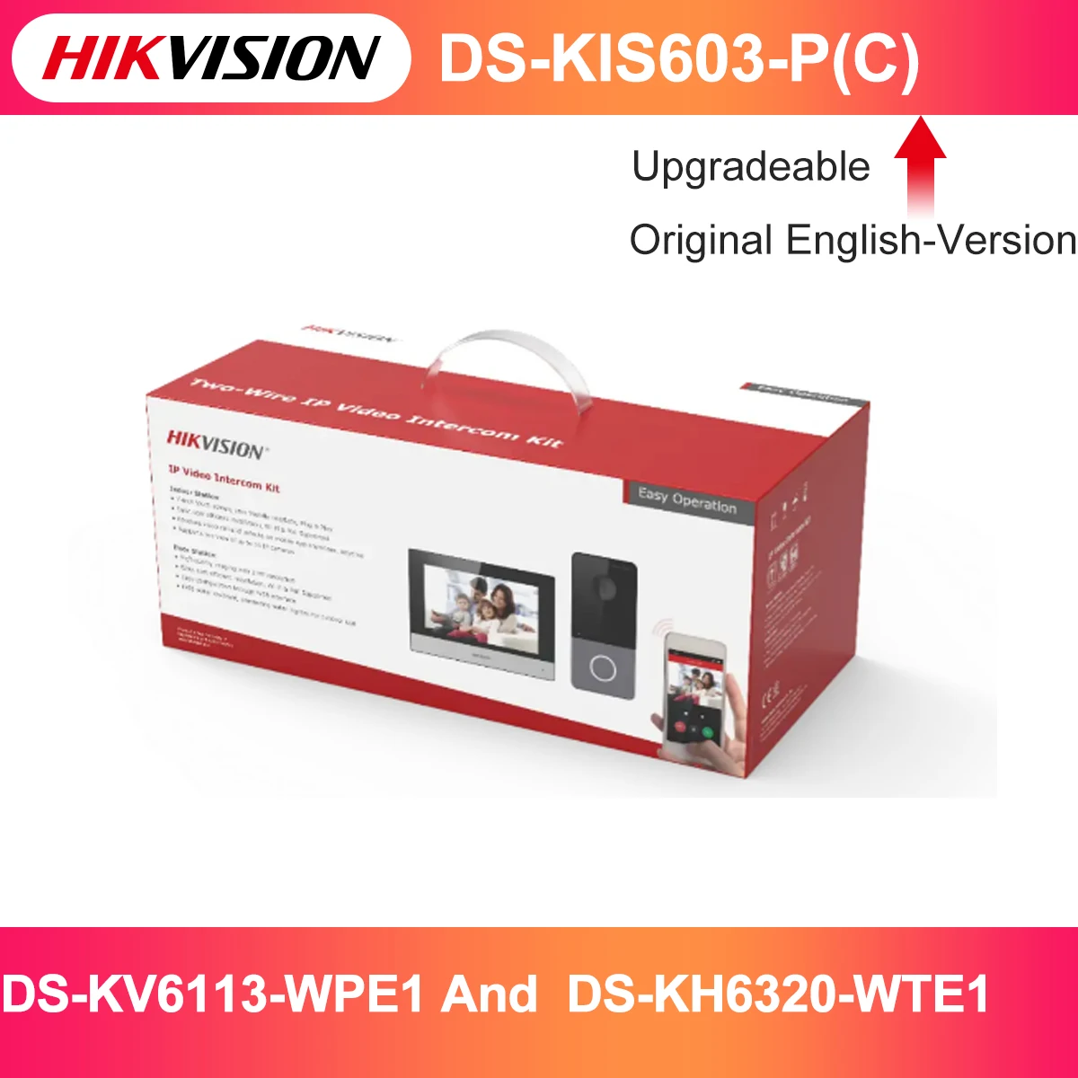 

Hikvision IP Video Intercom Kit DS-KIS603-P(C) Include DS-KV6113-WPE1 And 7-Inch Touch Screen DS-KH6320-WTE1