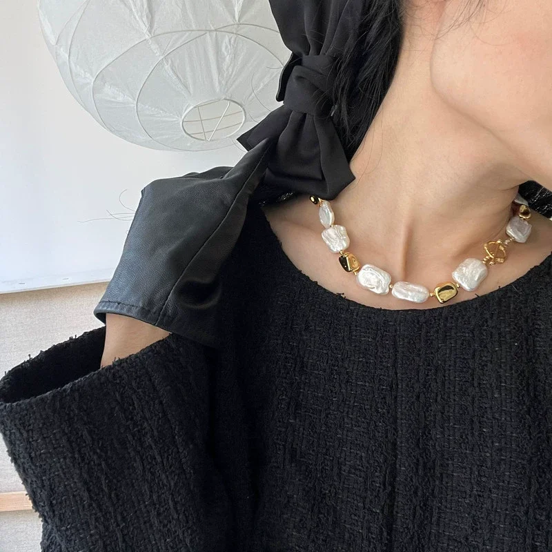 Латунное ожерелье из натуральных Соединенных бусин Женские Ювелирные изделия