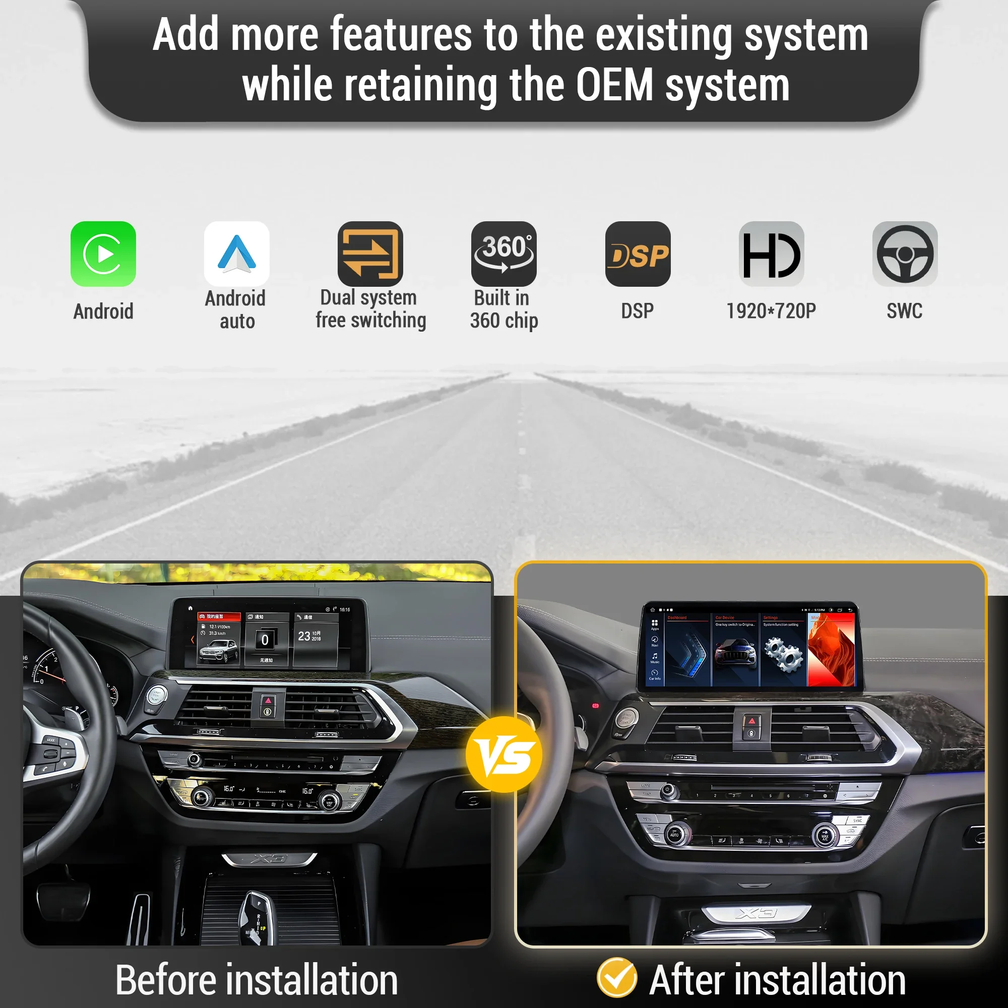 Фото 12,3-дюймовый экран для BMW X3 G01 X4 G02 2018-2022, Android 14, автомобильная магнитола с 4G, GPS, беспроводным Bluetooth, CarPlay, процессор Snapdragon 680 №2