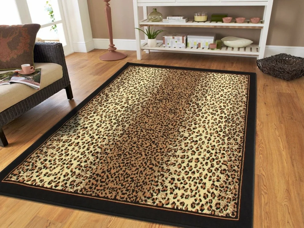 Carpet Jungle Cheetah Rug 8x11ft Black Brown Beige Animal Carpet 5x7 Ft Floor Rugs Leopard