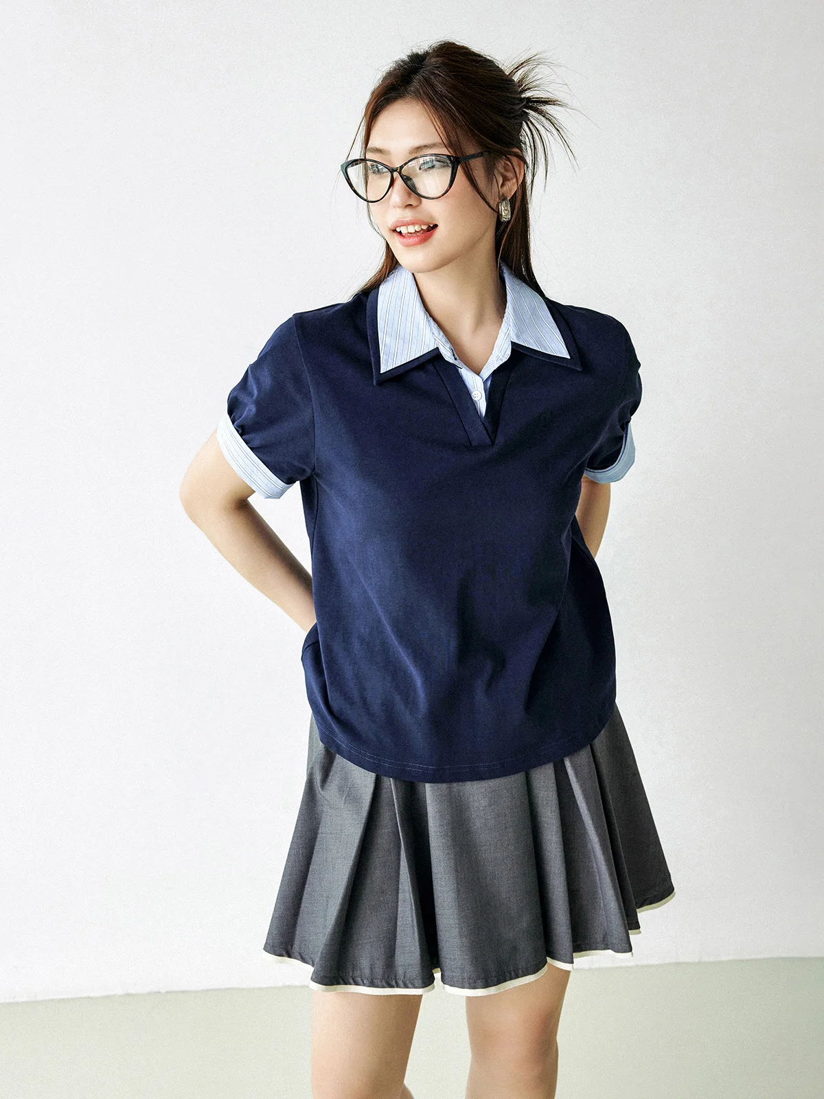 Plusmall модная удобная для ботаника хлопковая дышащая поддельная рубашка-поло в