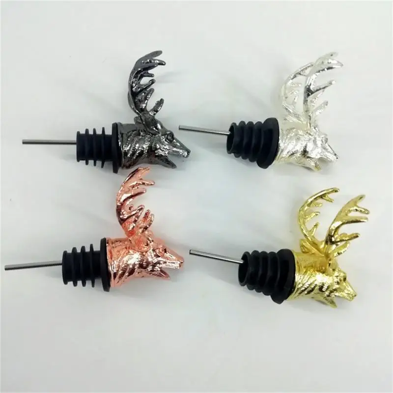 

Deer Elk Lion Bottle Stoppers Wedding Party Bull Head Wine Deer Head Wine Mouth Stainless Steel Wine Stopper Wine Pourer