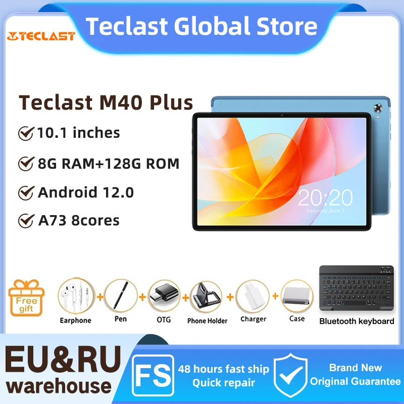

Teclast M40 Plus Android 12 Tablet 10.1 inch IPS 1920x1200 8GB RAM 128GB ROM MT8183 A73 8 cores 7000mAh Type-C GPS BT5.0 Wifi