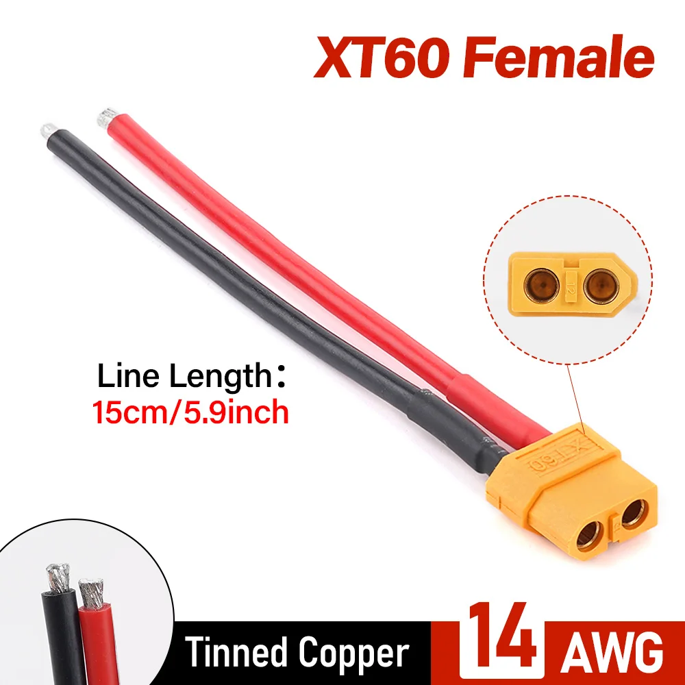 

1 шт. XT60 Штекерный разъем «папа» с 15 см 14AWG силиконовый луженый медный провод двойной Удлинительный кабель для женской батареи
