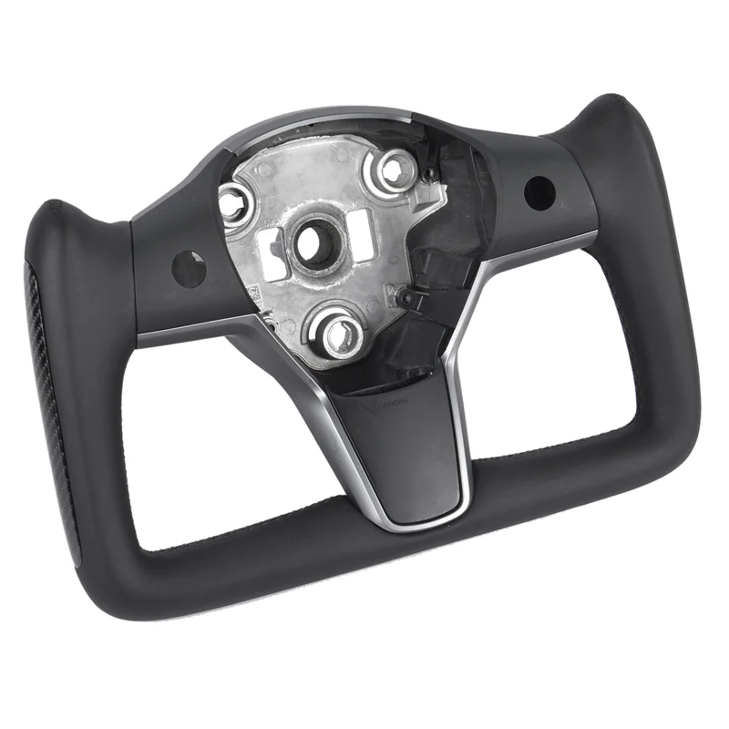 

Чехол на руль с панелью без кнопки для Tesla Model 3, модель Y 2017, 18, 19, 20, 21, 2022, черный, без подогрева