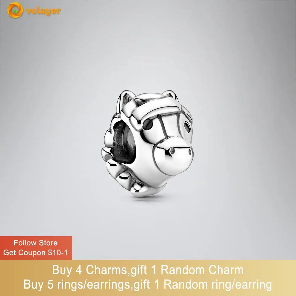 

Volayer 925 Sterling Silver Bead Horse Charm fit Original Pandora Bracelets for Women Jewelry Making Birthday Gift