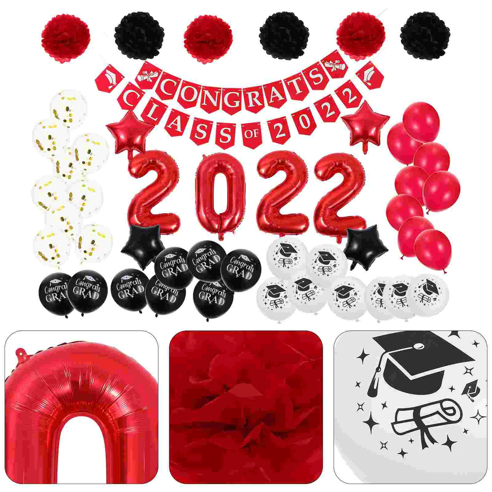 

Graduation Balloons 2022 Party Balloon Grad Banner Congrats Pom Paper Decorations Garland Foil Bunting Flower Supplies Set