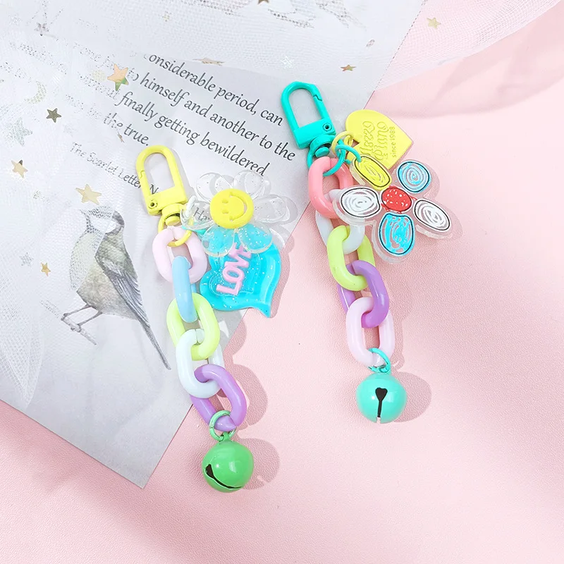 

Популярная Радужная акриловая разноцветная детская цепочка-колокольчик в виде радуги, украшение для сумки для влюбленных, Новинка