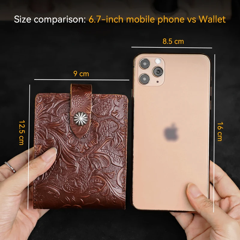 2022 Genuine Leather Short Wallet For Men Handmade Cow Leather Card Holder Coin Purse Money Bag Portable Women's Card Wallet